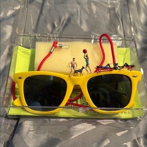 Kids Yellow Sunglasses with Red Strap